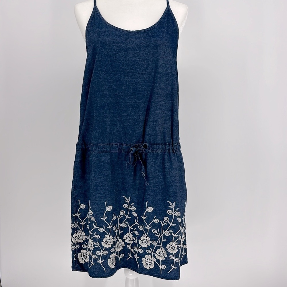 Westport Dress Denim Chambray Embroidered Sleeveless Dress Womens Size XL Petite - Picture 2 of 14